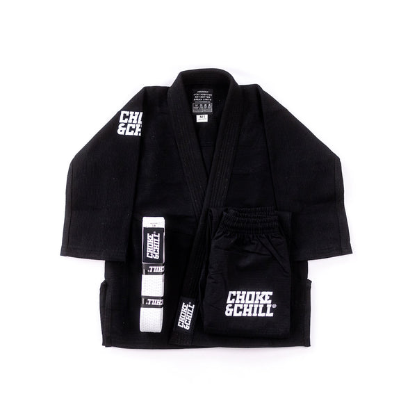 Kimono BJJ enfant Basic - Noir avec ceinture blanche